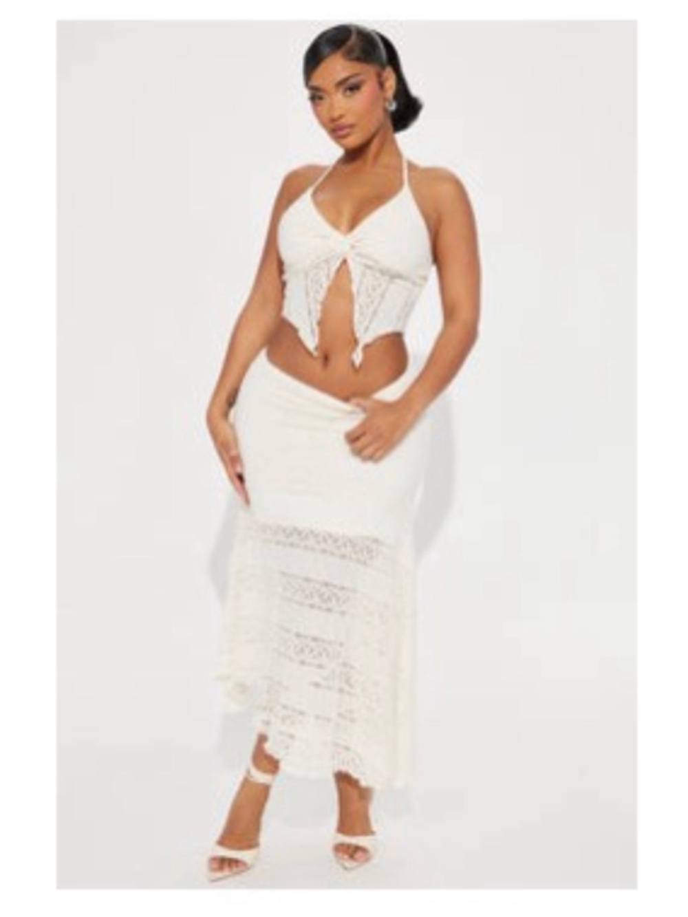 FASHION NOVA KIRSTEN LACE SKIRT SET – IVORY – SIZE SMALL – NWT